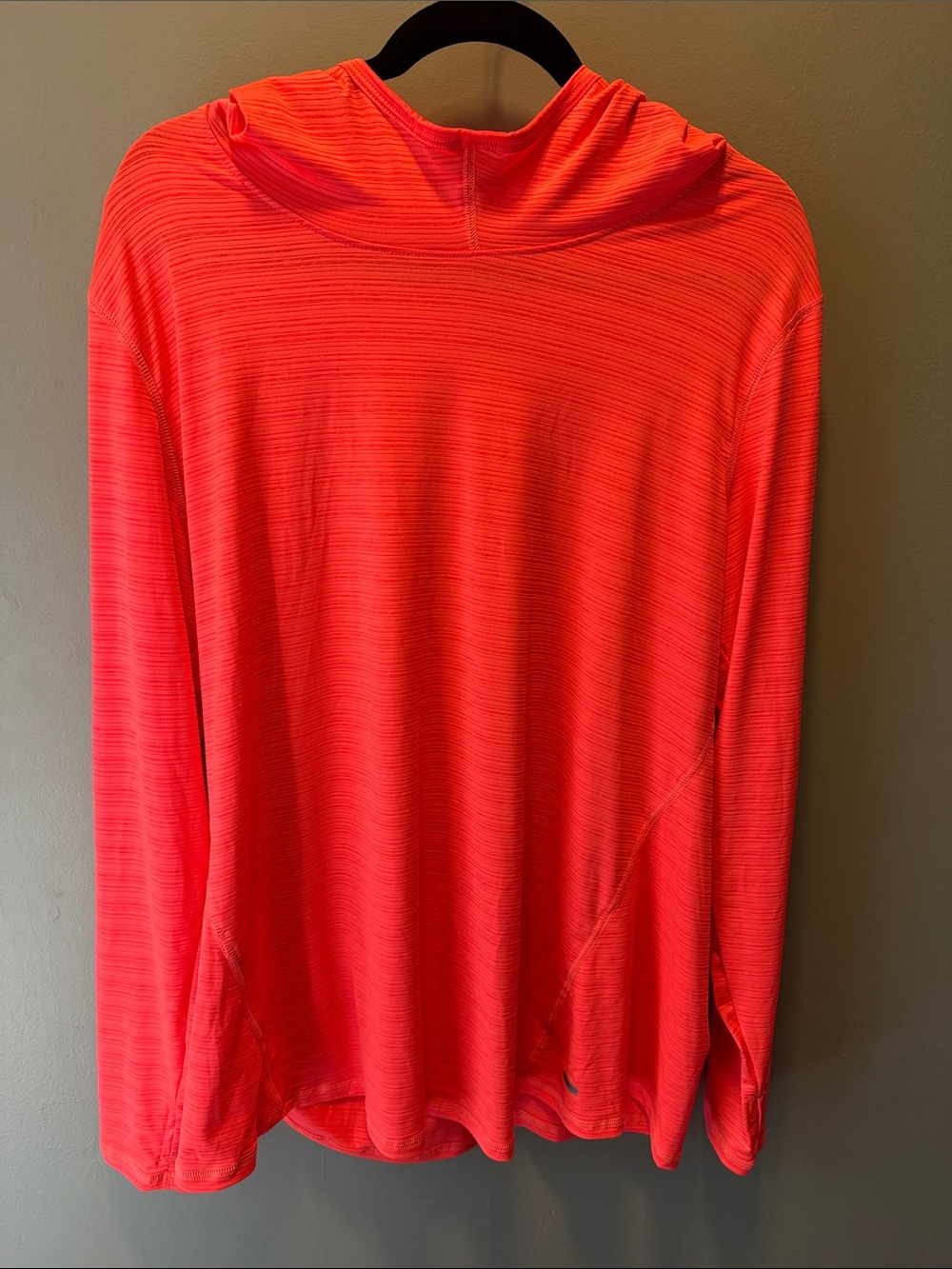 Lightweight Long-Sleeve Hooded Top - Bright Coral / Orange